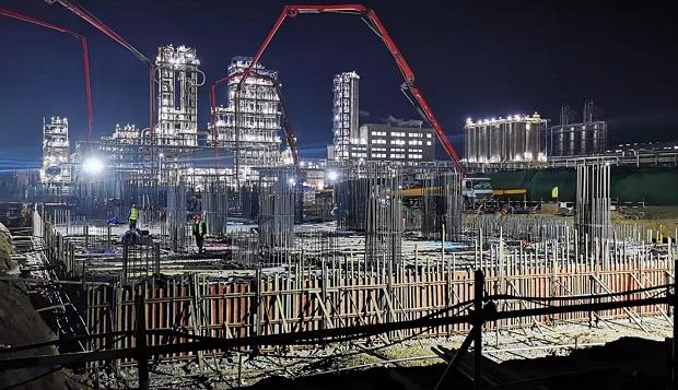 中建安裝新材料與氫能源丙烷脫氫設(shè)備Ⅱ項(xiàng)目土建基建施工基本完成