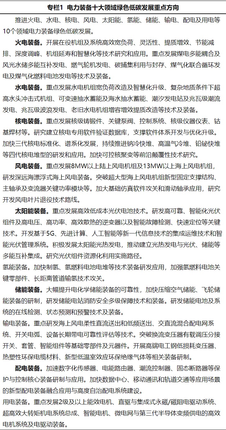 加快電力裝備綠色低碳創(chuàng)新發(fā)展行動計劃